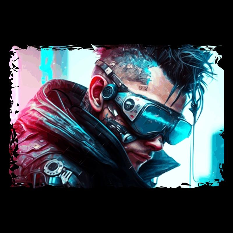Cyber Soldat oder Punk in Neon Sci-Fi Manier