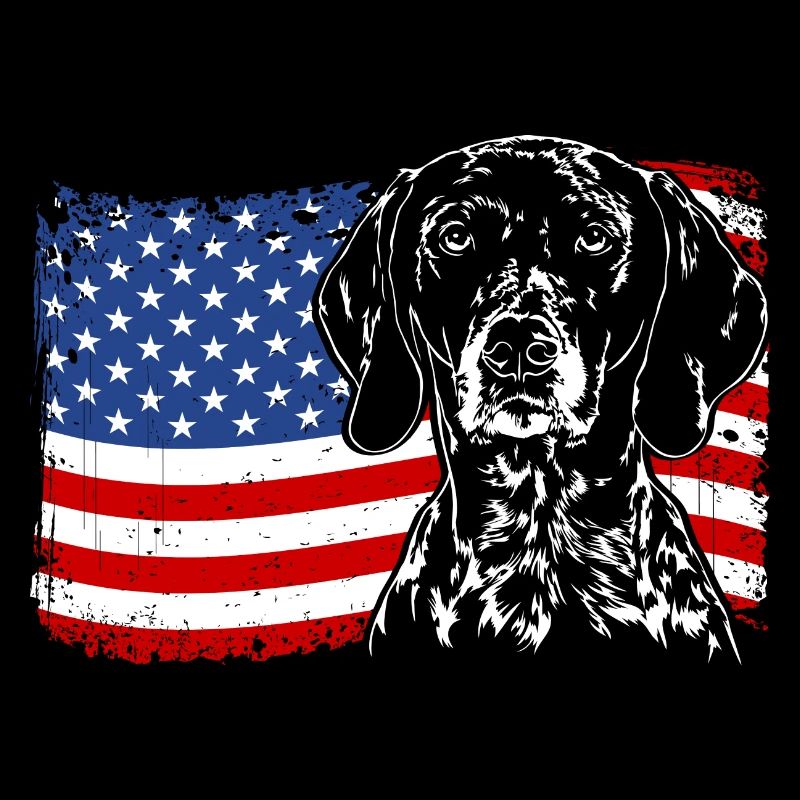 German Shorthaired Pointer America Flag Dogs