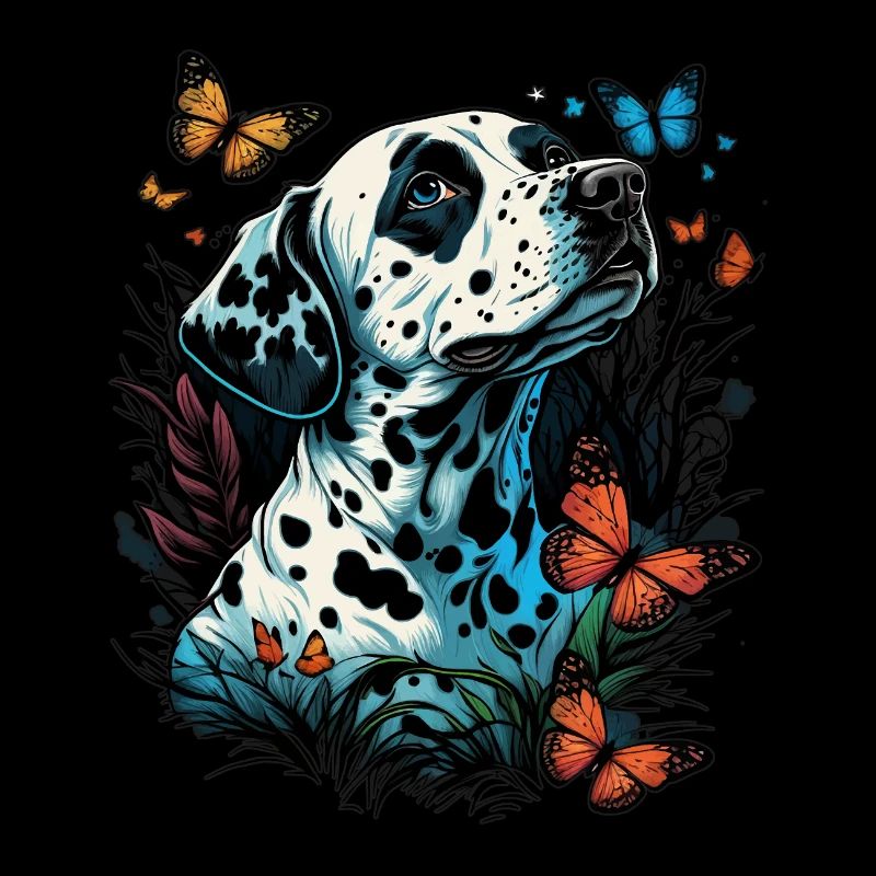 Dalmatiens et papillons