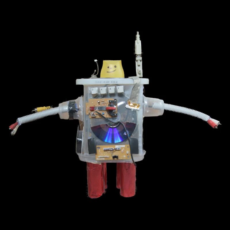 Small self-made robot from recycled materials