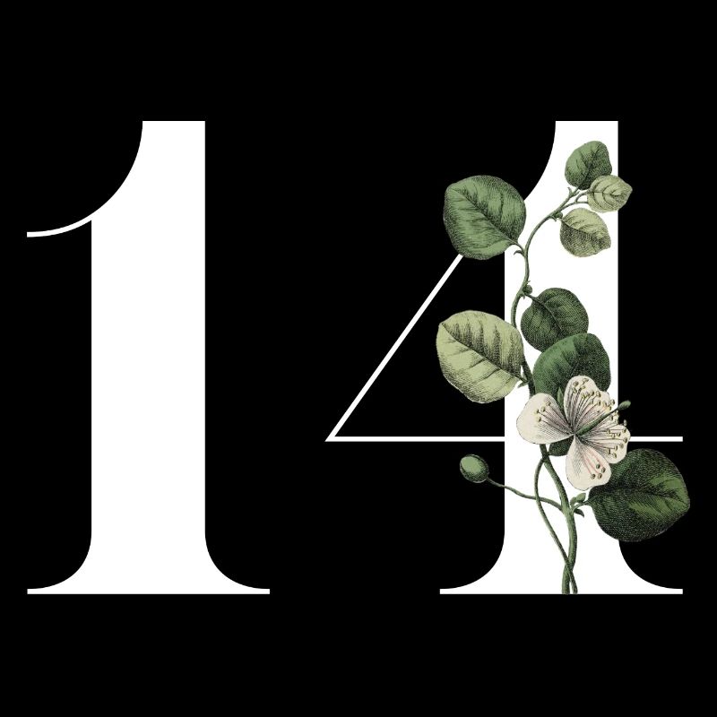 Nummer 14 Blumengrün -14. Geburtstag Blumen