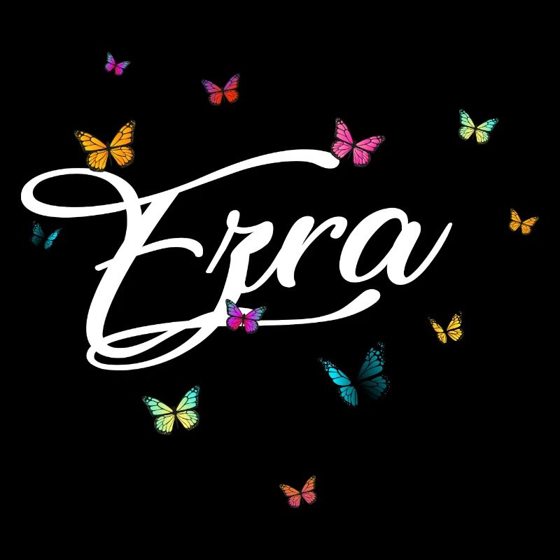 EZRA - Mädchen Name mit bunten Schmetterlingen