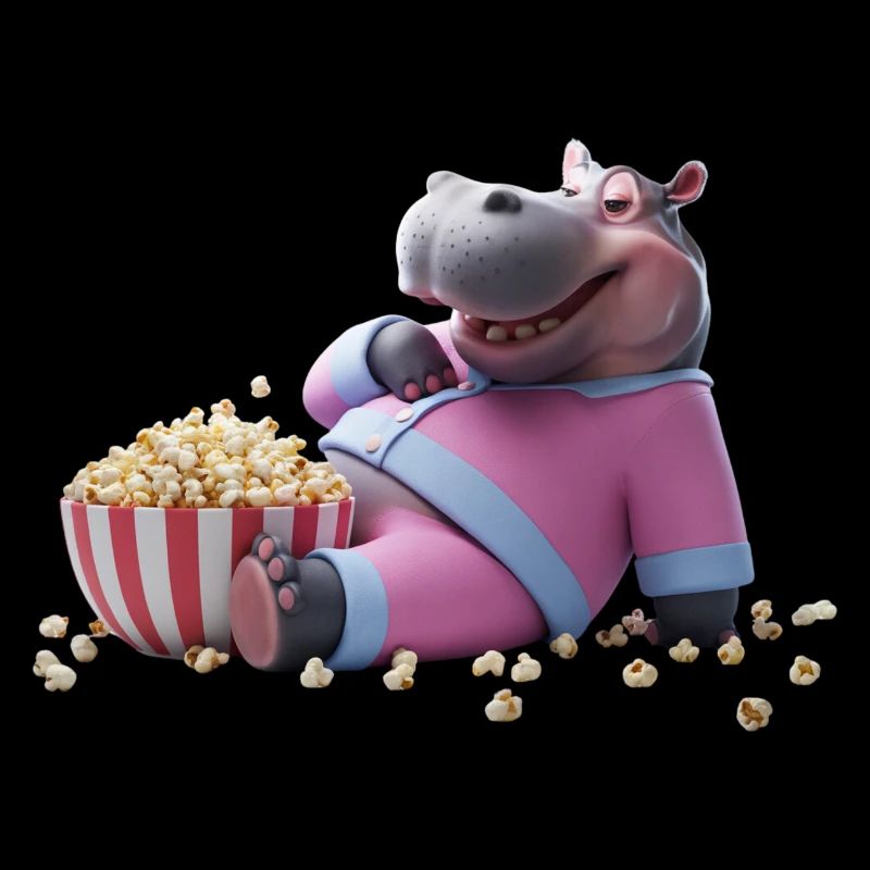 Nilpferd mit Popcorn