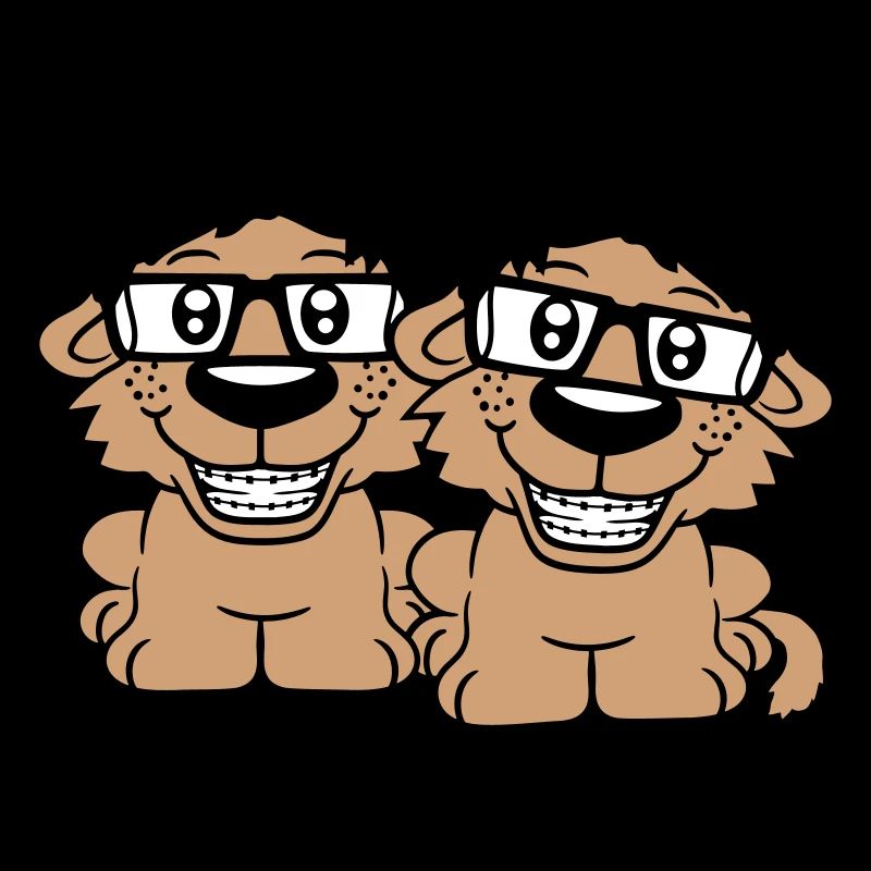 2 Hunde Nerds Hornbrille Geeks Zahnspange Schlau
