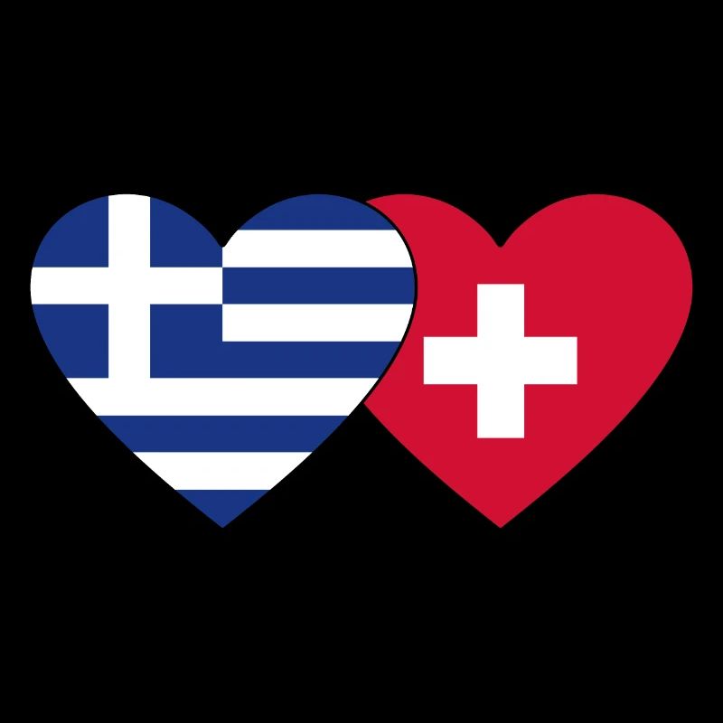 Grèce Suisse Drapeau Coeur