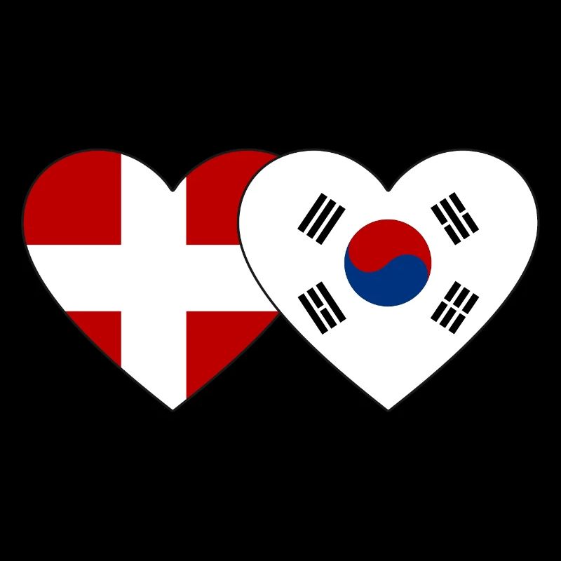 Danemark Corée du Sud Drapeau Coeur