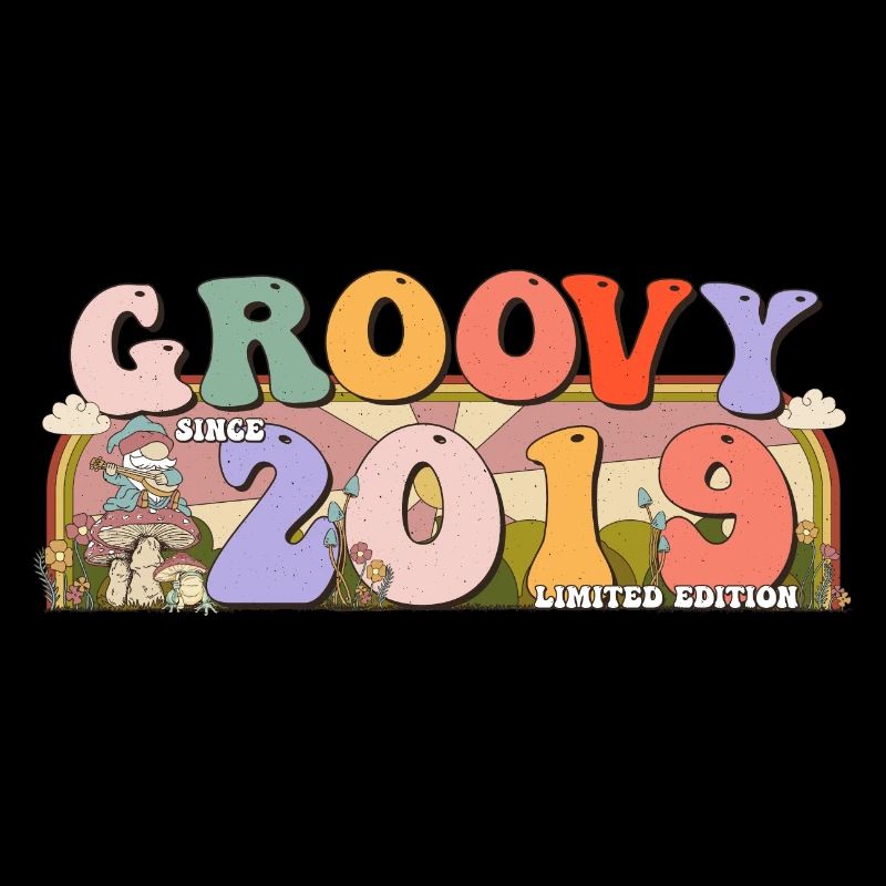 Groovy seit 2019 Retro Hippie 4. Geburtstag