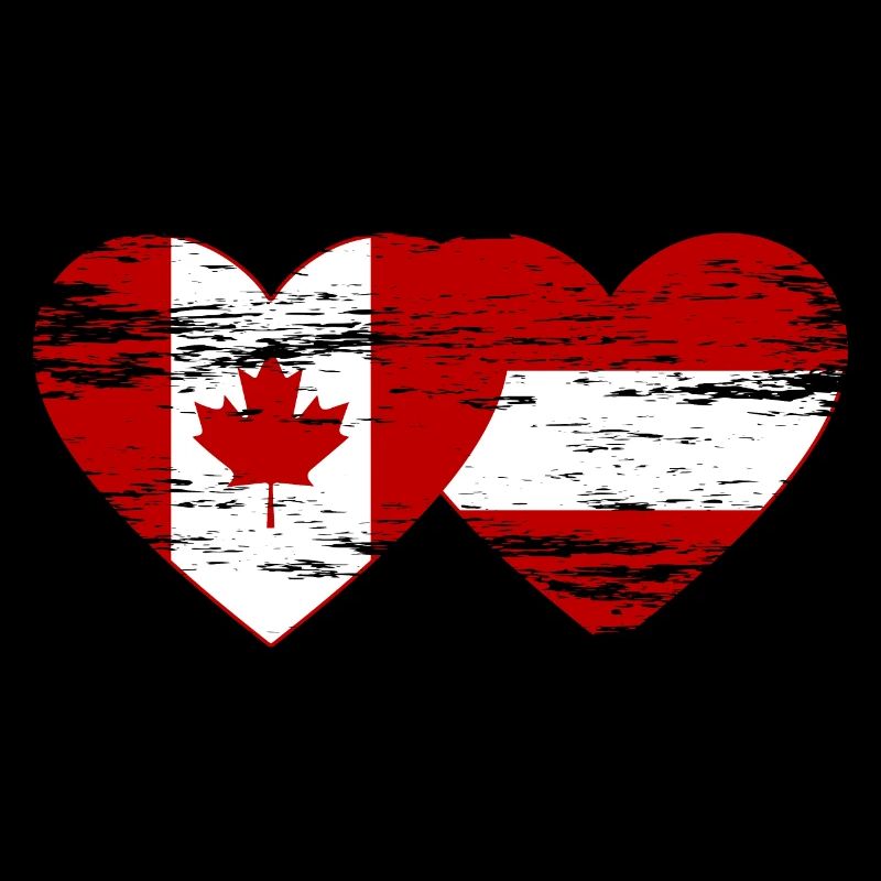 Coeur de drapeau Canada Autriche utilisé