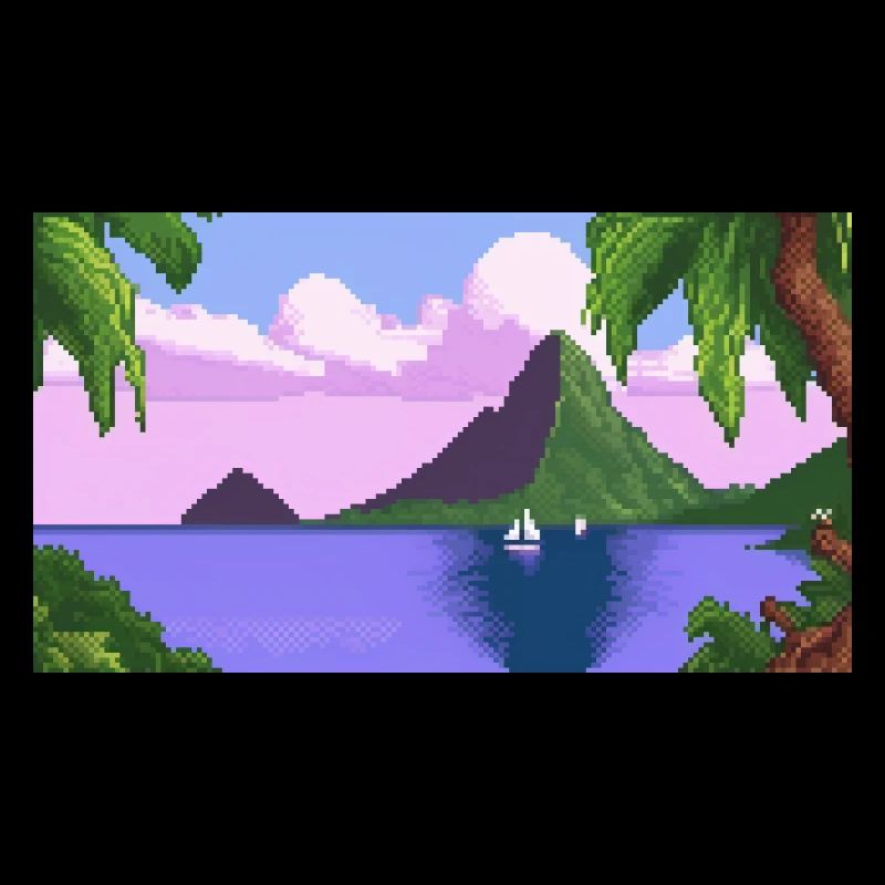Piton ,Sainte-Lucie - Pixel Art