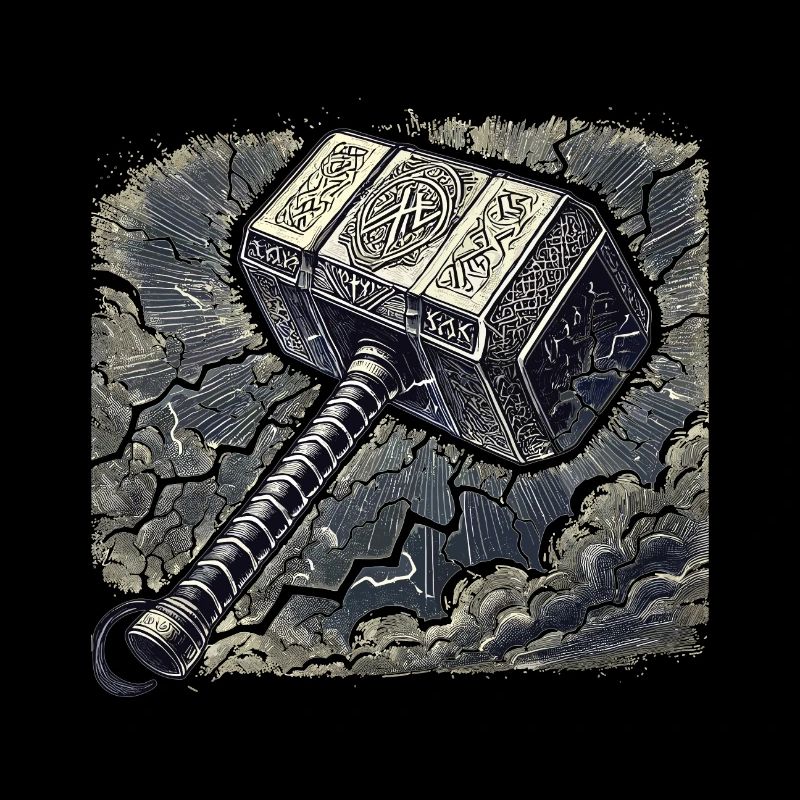 Mjölnir umgeben von Blitzen
