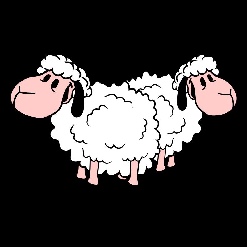 Deux Moutons Amis Équipe Équipage Mignon Petit Bébé Cher