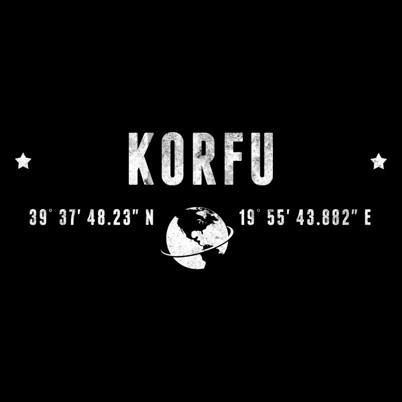 Corfu Stylized Geographical Coordinates