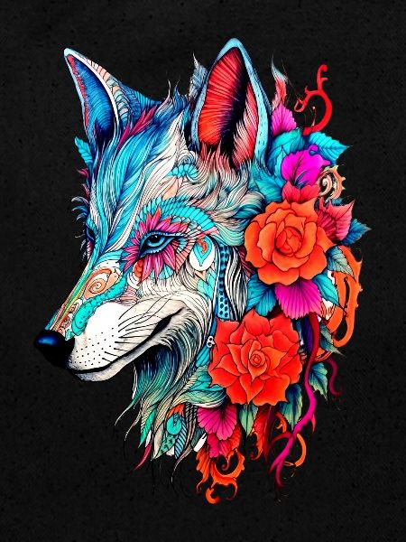 Loup aux fleurs