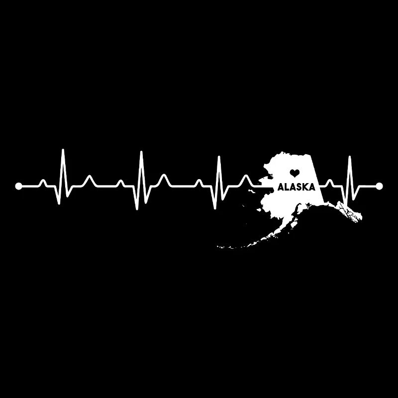 Title: Alaska Heartbeat Map Silhouette Home State 