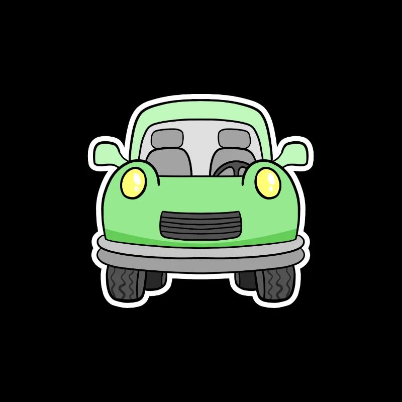 Cheerful green wagon front view