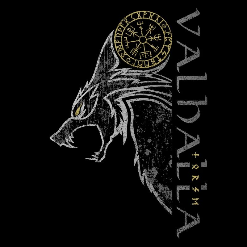 Valhalla Wolf Vegvisir Wikinger Runenkompass