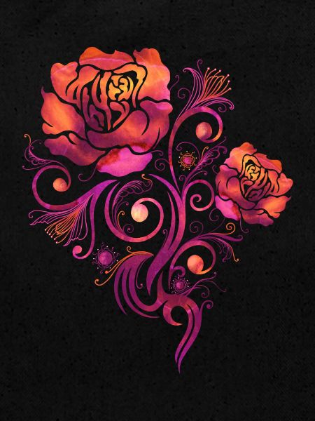 Fleurs Heureuses Aquarelle Roses