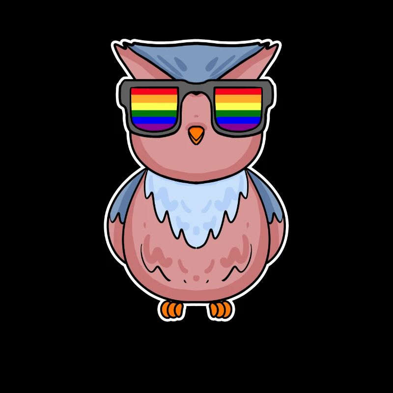 Regenbogen - Eule mit Brille