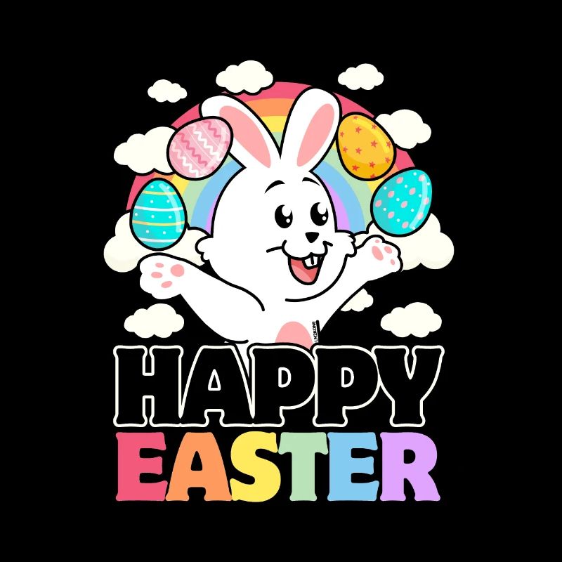 Happy Easter - Oeufs de Pâques lapin blanc