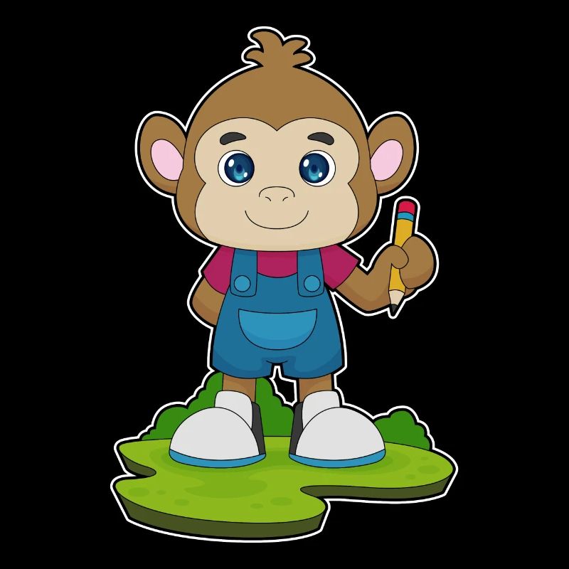 Monkey Student Pencil School