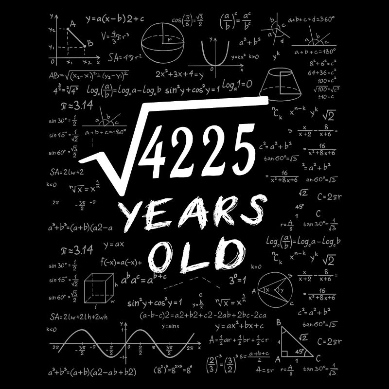 65e Anniversaire 65 ans Racine carrée de 4225 math