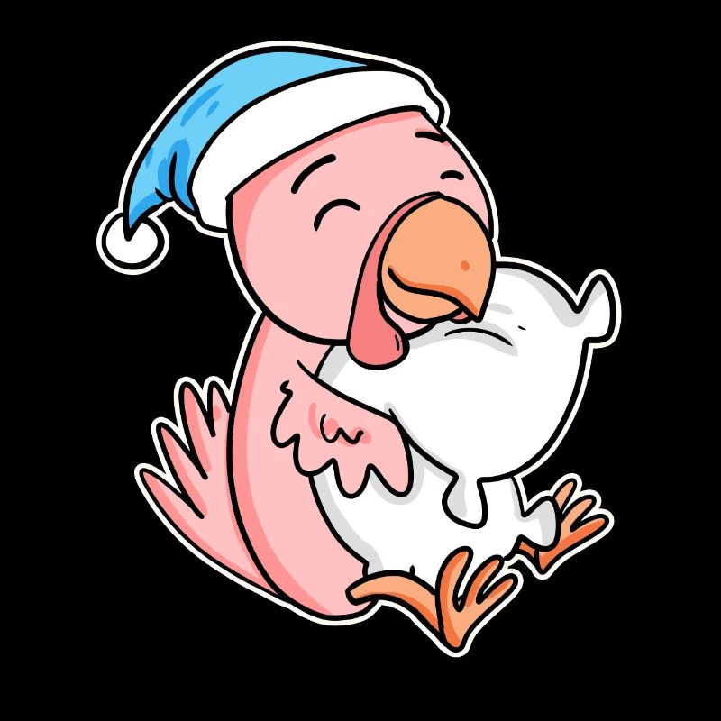 chicken with pillow and sleepy cap