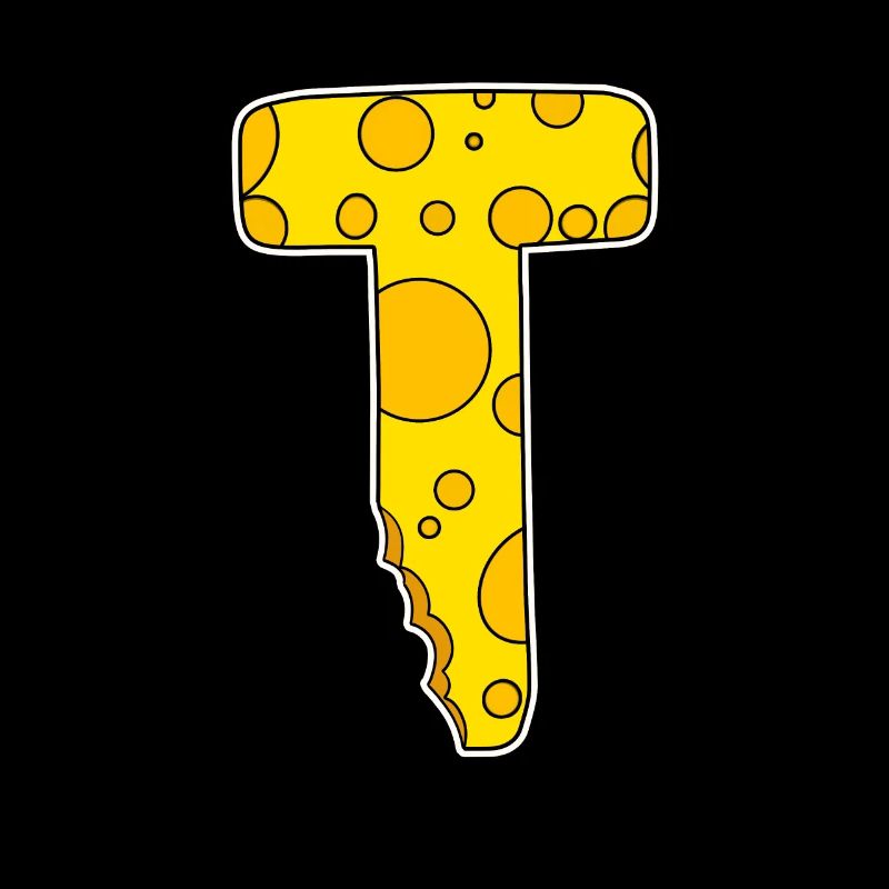 Buchstabe T - Anfangsbuchstabe T - Käse Motiv