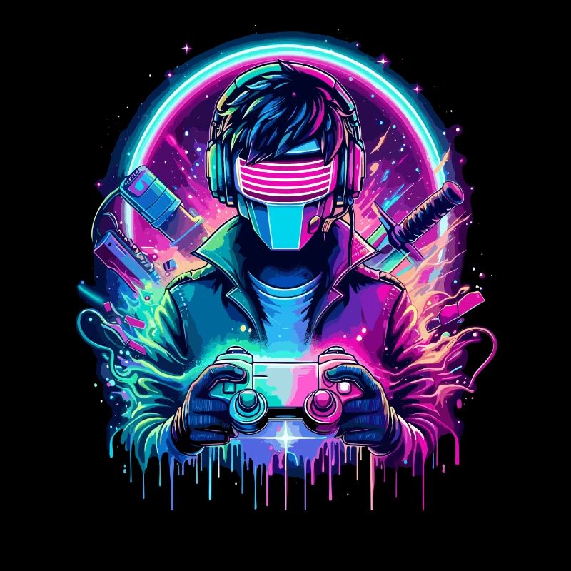 Neon Cyber Controller - Retro Gaming Power