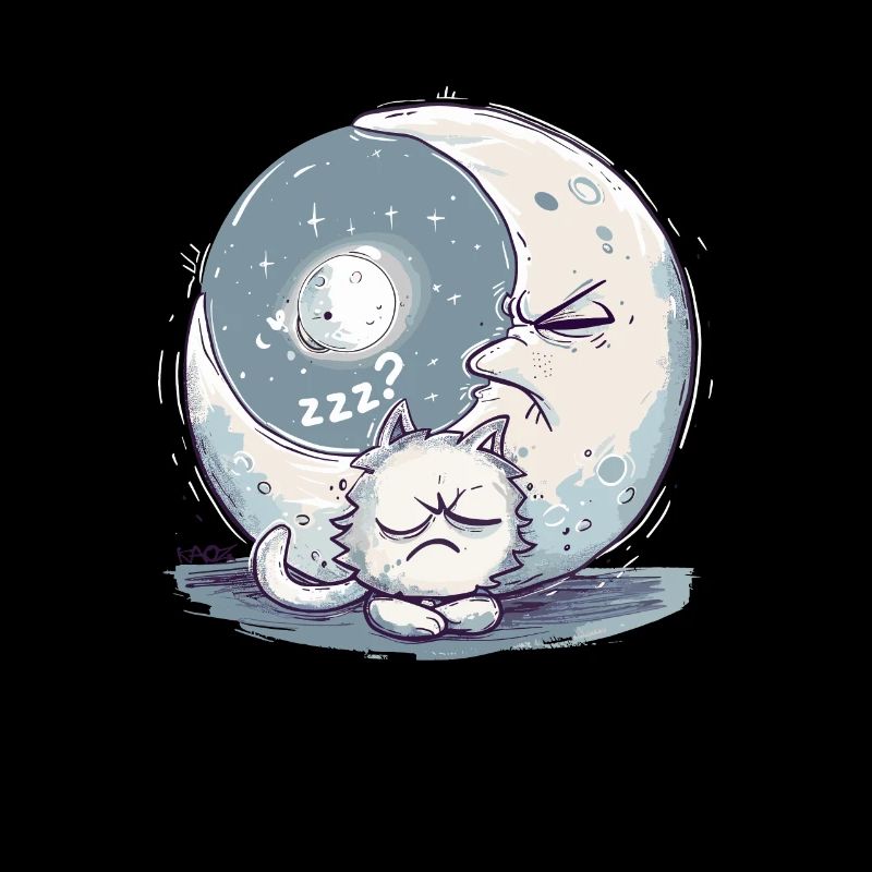 Dormir inconfortable chat et lune et dormir