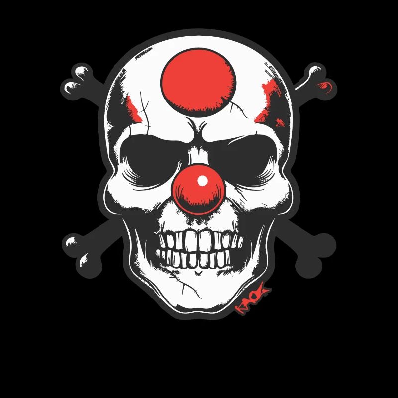 Red Clown Nose, Skull and Bones