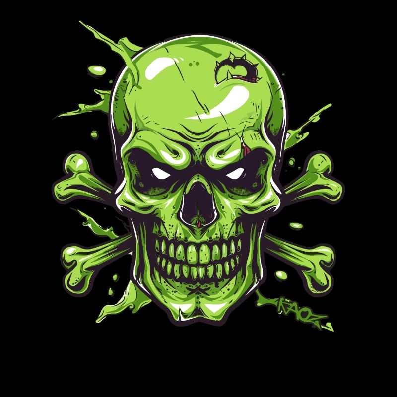 Angry Green Skull