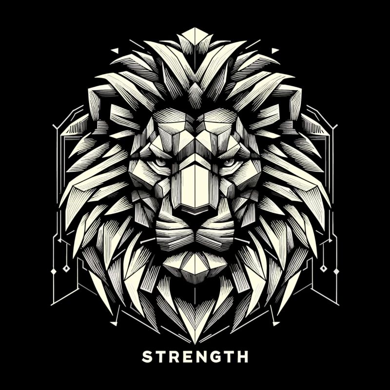 Lion Lion Head Geometric Geometry Strength