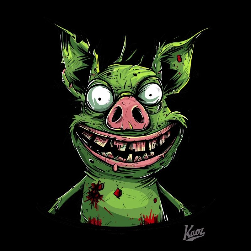 Cochon zombie effrayant drôle