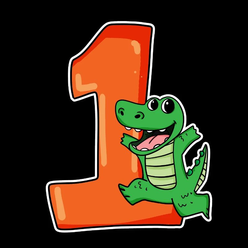 1 Jahr alt - Einschulung - Krokodil Motiv