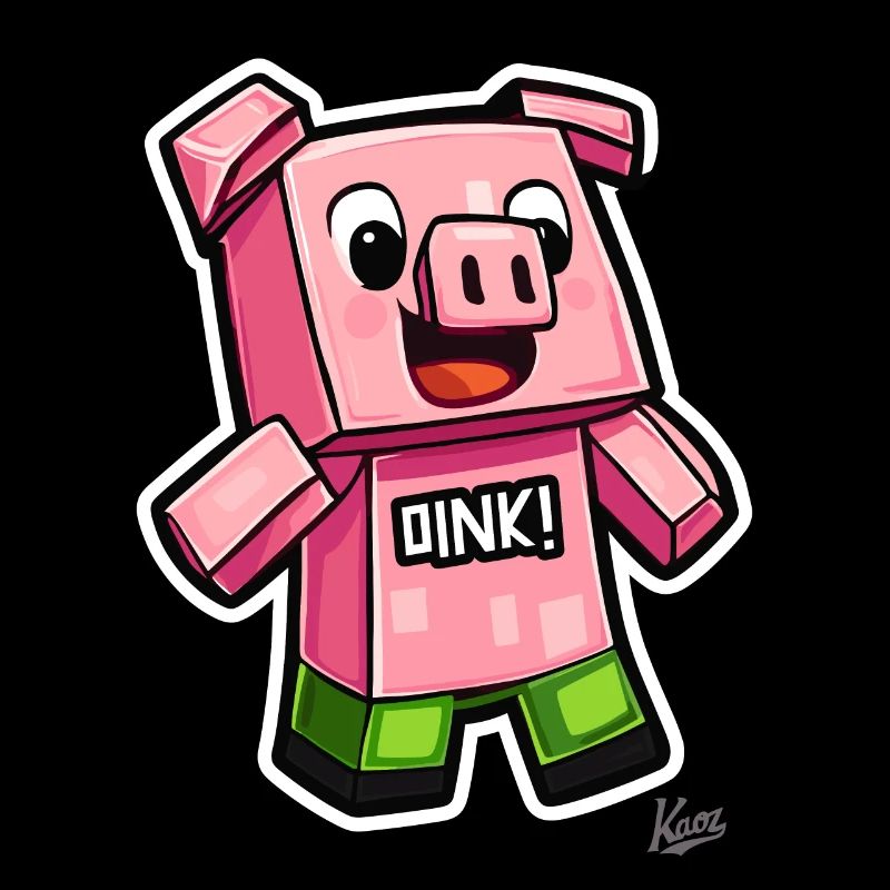 here comes the funny oink pixel pig