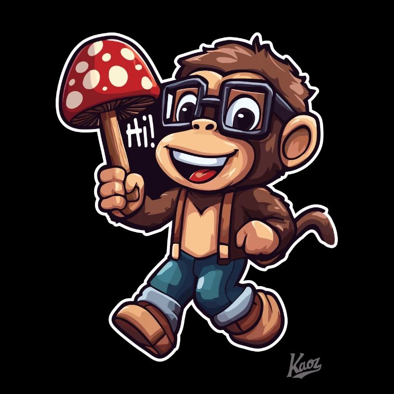 Singe nerd drôle avec champignon