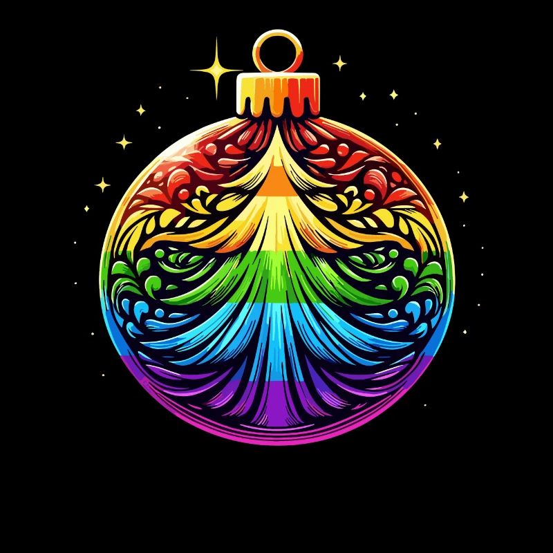 Rainbow Christmas Ball with Christmas Tree Ornament