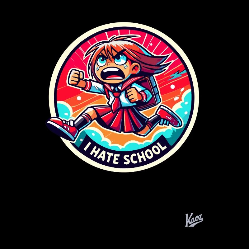 Laufendes Schulmädchen: Ich hasse Schule
