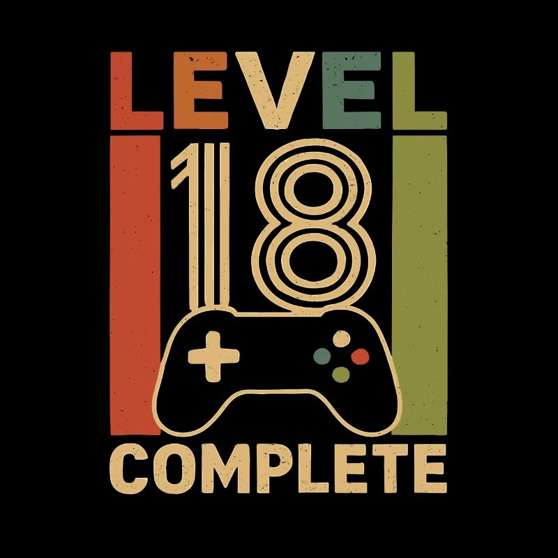 Level 18 Completed Gamer Geburtstagsdesign