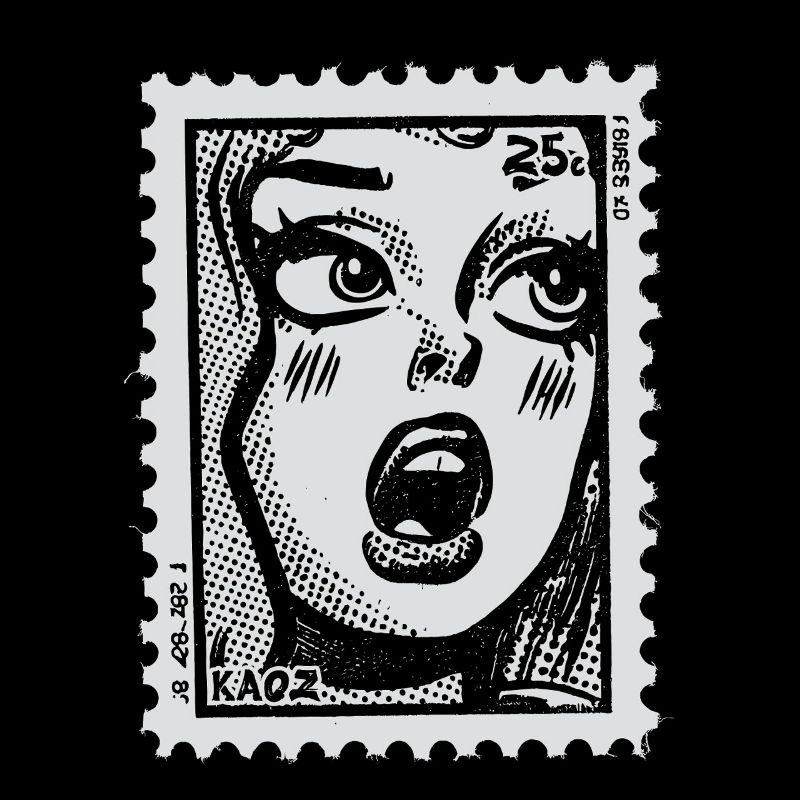 Femme de bande dessinée en état de choc – Timbre-poste Pop Art