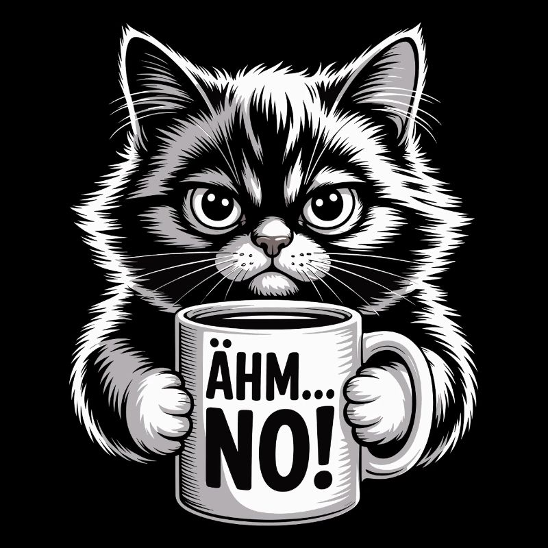 Um... No! Cat With Coffee Humor