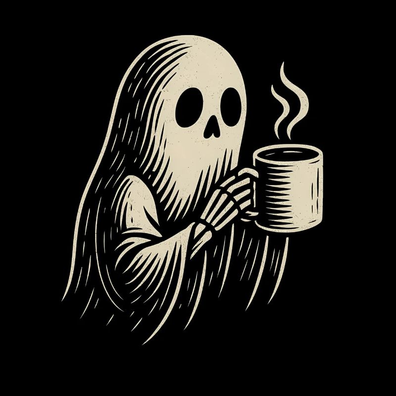 Squelette avec un design de dégustation de café