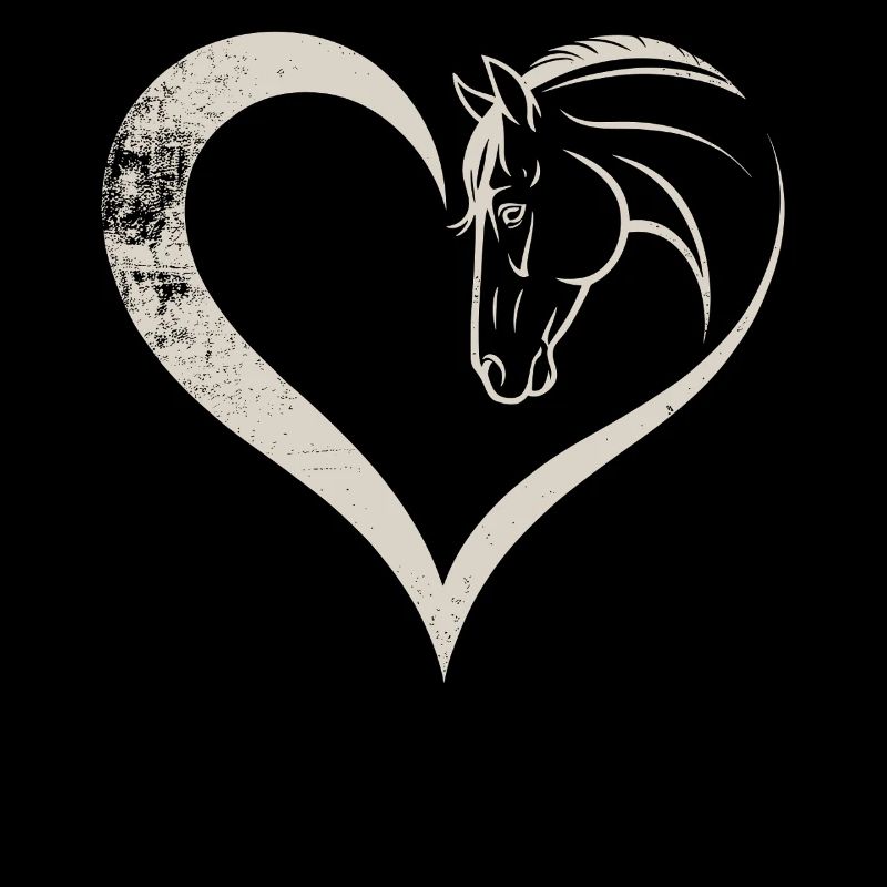 Conception de silhouette de cœur et de cheval