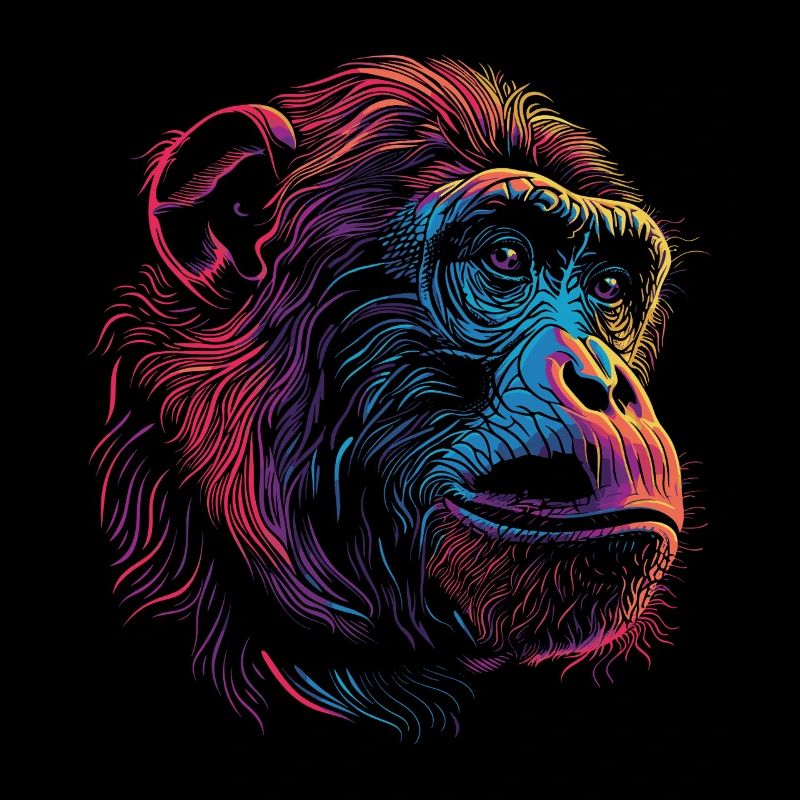 Neon Psychedelischer Affe