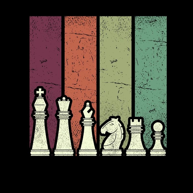 Colored Chess Pieces Line Painting