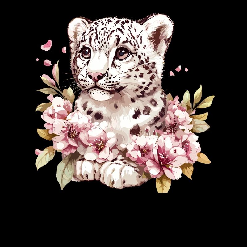 Petit léopard avec couronne de fleurs
