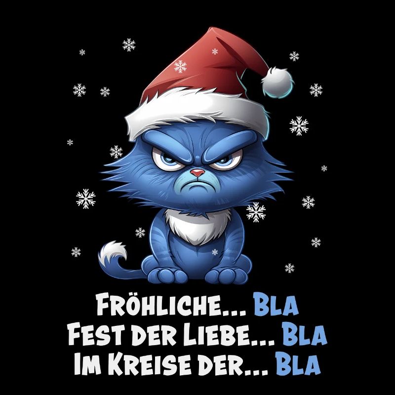 Ich hasse Weihnachten - Grummelige Blaue Katze
