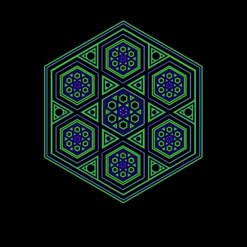 Yoga Meditation Dancing Kaleidoscope Hexagon Pattern
