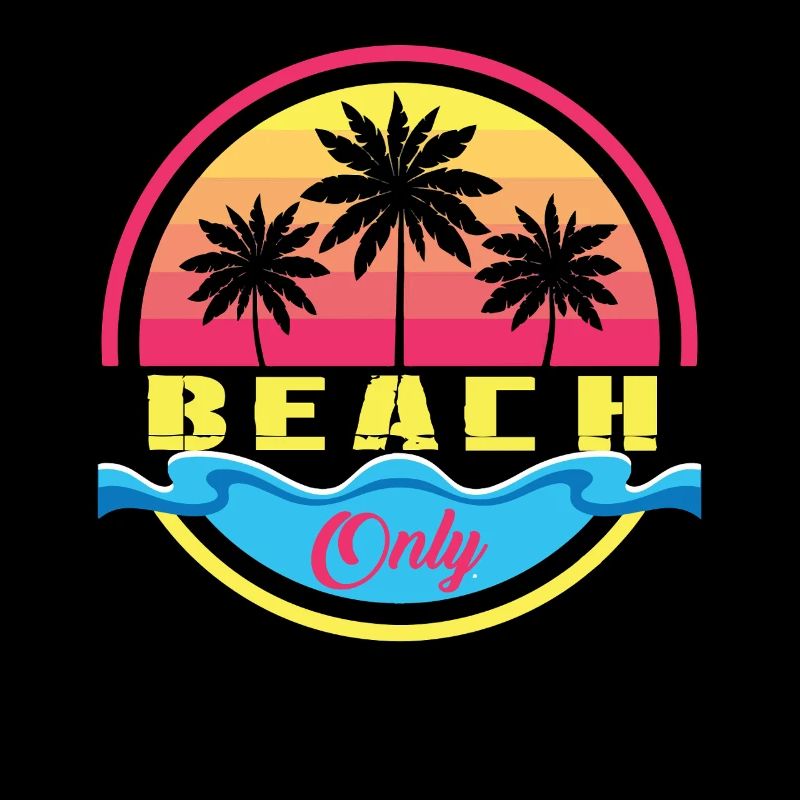 Beach Only Palm Trees Sunset Logo