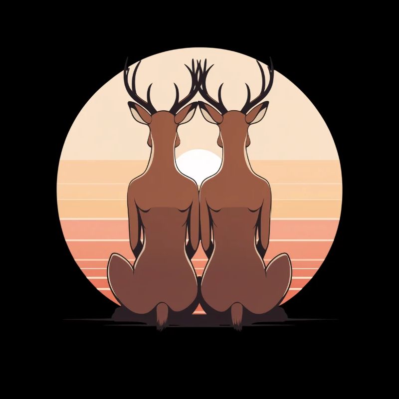 Two deer in the evening circle